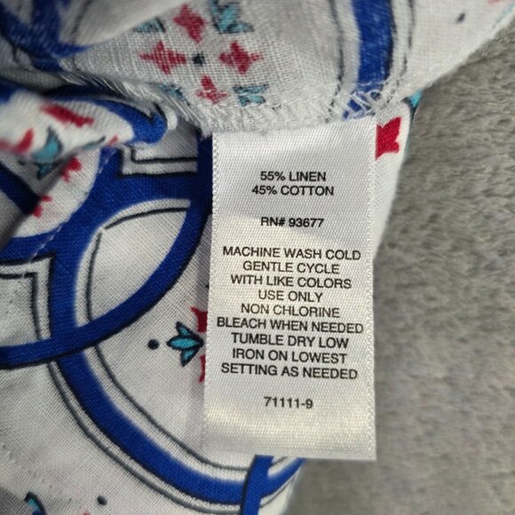 Womens Liz Claiborne White Blue Red Geometric Print Shorts Linen Blend Size XXL - Picture 3 of 9